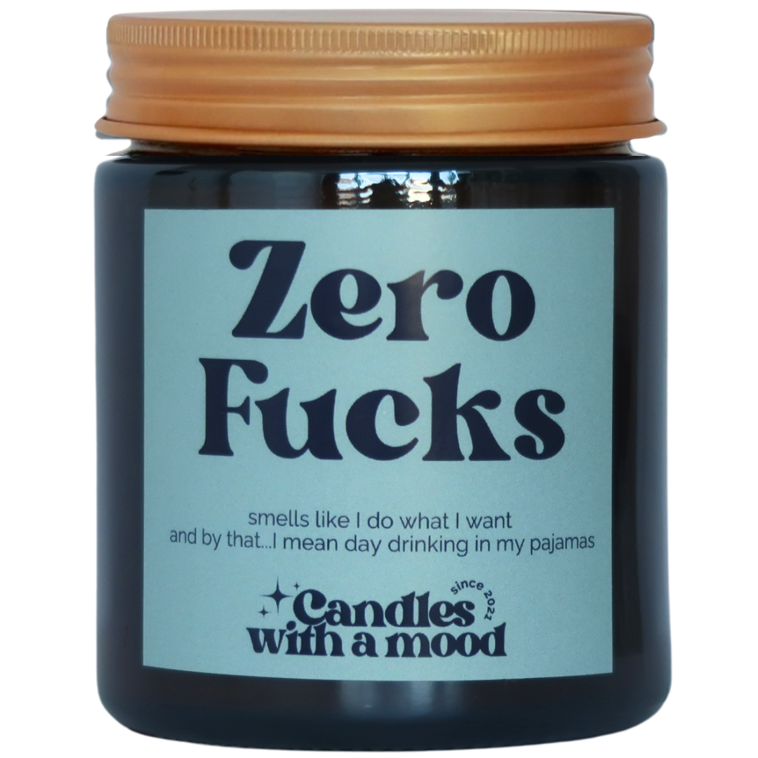 Lumânare parfumată din ceară de soia ZERO FUCKS sandalwood - black pepper - cotton 250g