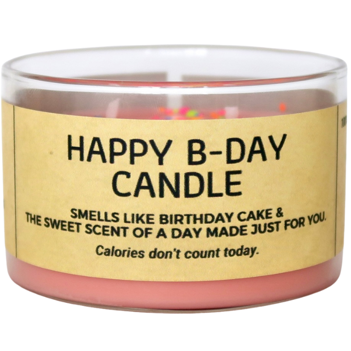 Lumânare parfumată din ceară de soia HAPPY B-DAY vanilla - sweet strawberry - whipped cream 190g