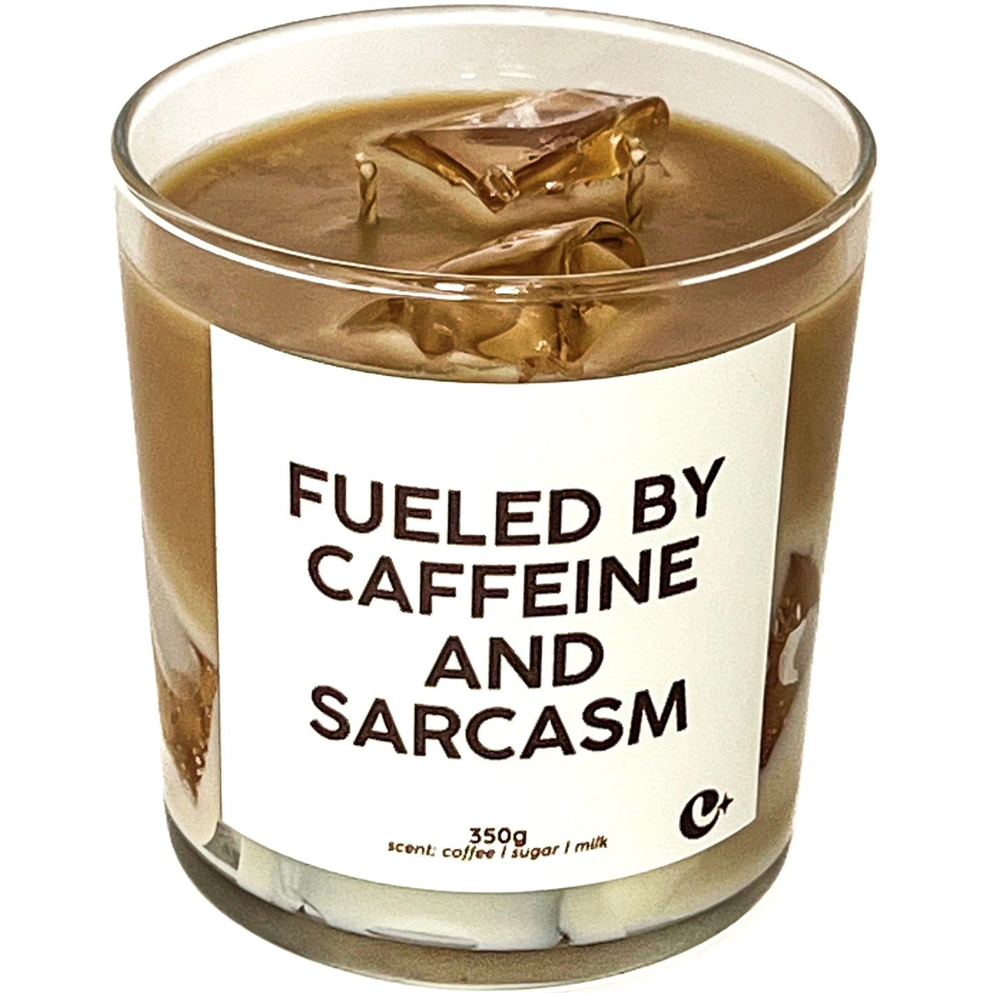 Lumânare parfumată din ceară de soia Iced Latte - FUELED BY CAFFEINE AND SARCASM coffee - sugar - milk 350g