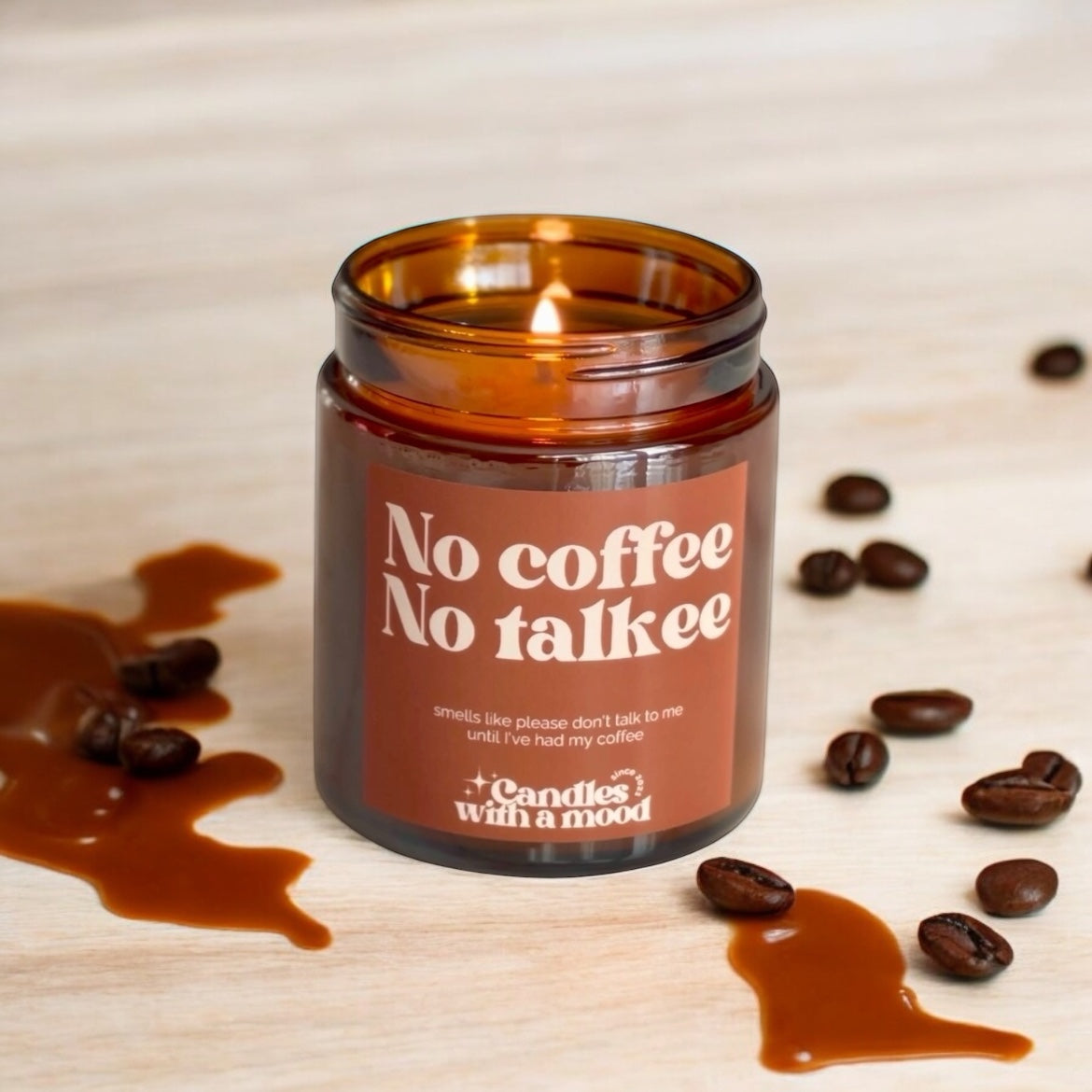 Lumânare parfumată din ceară de soia NO COFFEE NO TALKEE coffee - sweet cream - caramel 250g