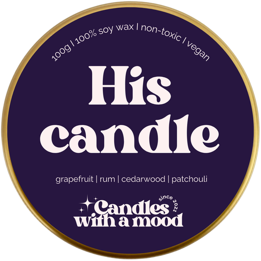 Lumânare parfumată din ceară de soia HIS CANDLE grapefruit - rum - cedarwood - patchouli 100g