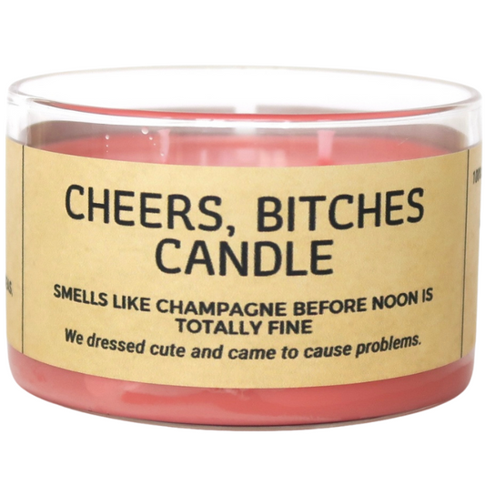 Lumânare parfumată din ceară de soia CHEERS, BITCHES velvet rose - white musk - pink champagne 190g