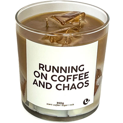 Lumânare parfumată din ceară de soia Iced Latte RUNNING ON COFFEE AND CHAOS -  coffee - sugar - milk 350g