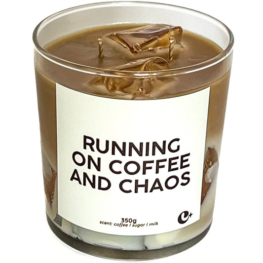 Lumânare parfumată din ceară de soia Iced Latte RUNNING ON COFFEE AND CHAOS -  coffee - sugar - milk 350g