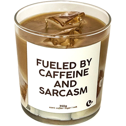 Lumânare parfumată din ceară de soia Iced Latte - FUELED BY CAFFEINE AND SARCASM coffee - sugar - milk 350g